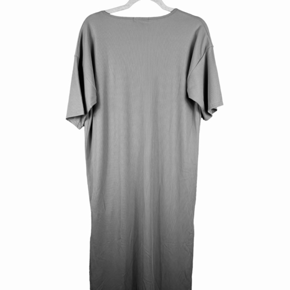 Missguided Oversized V Neck Ribbed Tshirt Midi Dress Size 2 Gray Knit Neutral - Picture 7 of 9